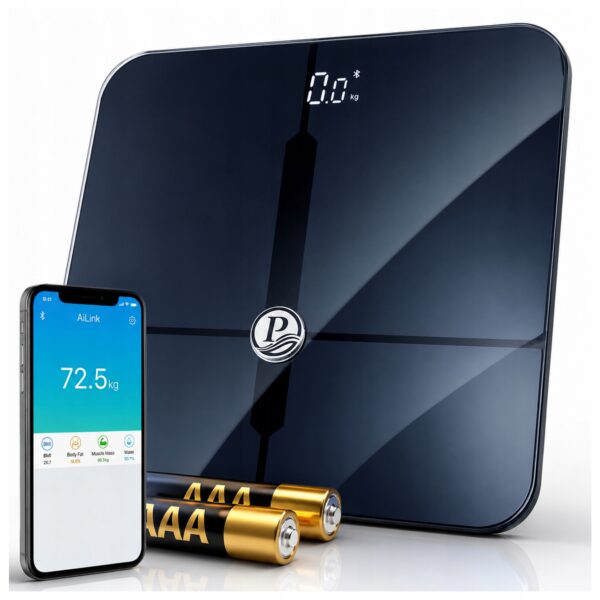 Inteligentna Waga Łazienkowa Analityczna Smart BMI LCD 180kg Szklana